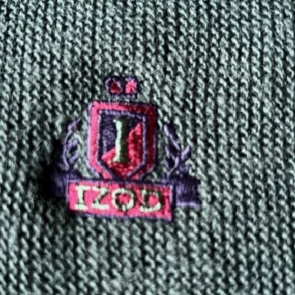 Izod Vintage Men's (Medium) Dark Green Eclectic Grandpa Preppy Cardigan Sweater - Picture 4 of 12